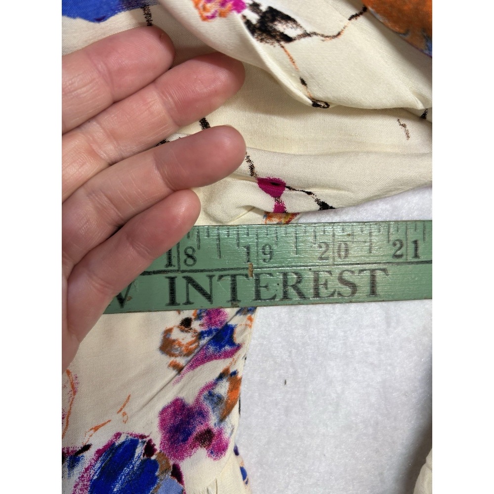 UMGEE Ivory Multicolor Floral V-Neck Button Front Shirt Dress Size L - Picture 5 of 7
